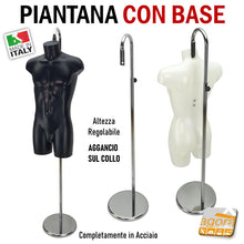 Carica l'immagine nel visualizzatore di Gallery, BASE PER MANICHINO BUSTO ALTEZZA REGOLABILE SUPPORTO COLLO D325 CROMATO reggi busto donna supporto busto uomo piantana busto bambino