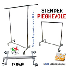 Carica l'immagine nel visualizzatore di Gallery, Stender per negozi carrello con ruote pieghevole per vestiti porta abiti per vestiti mercato negozio magazzino abbigliamento altezza regolabile l100cm