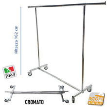 Carica l'immagine nel visualizzatore di Gallery, STENDER APPENDIABITI ATTACCAPANNI PIEGHEVOLE CARRELLO PORTA ABITI L140 H162cm