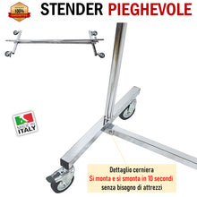 Carica l'immagine nel visualizzatore di Gallery, STENDER APPENDIABITI ATTACCAPANNI PIEGHEVOLE CARRELLO PORTA ABITI L140 H162cm