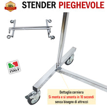 Carica l'immagine nel visualizzatore di Gallery, stender carrello per abiti vestiti scorrevole su ruote ampliabile allungabile robusto