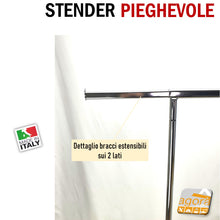 Carica l'immagine nel visualizzatore di Gallery, STENDER APPENDIABITI ATTACCAPANNI PIEGHEVOLE CARRELLO PORTA ABITI L140 H162cm