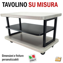 Carica l'immagine nel visualizzatore di Gallery, Tavolino Sala in Legno e acciaio SU MISURA finitura personalizzata anche con ruote