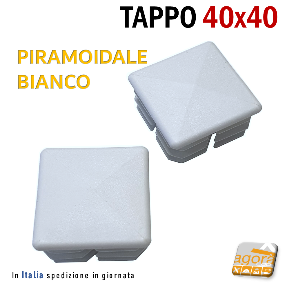 5 Tappi Terminali Per Tubo Quadrato 40x40mm - Grigio, In Plastica Con Lamelle