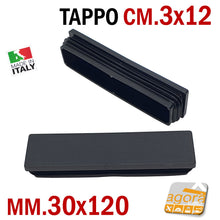 Carica l'immagine nel visualizzatore di Gallery, Puntale alettato inserto a lamelle tappo nero in plastica mm 30x120 cm 3x12 per tubolare rettangolare alta qualità rifinito per arredo giardino telai strutture tubi carpenteria