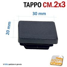 Carica l'immagine nel visualizzatore di Gallery, tappi in plastica per tubolare rettangolare cm 3x2