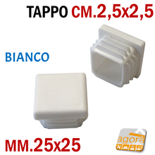Carica l'immagine nel visualizzatore di Gallery, 10pz TAPPI TAPPO BIANCO QUADRATO 25x25 SOTTOPIEDE ALETTATO cm 2,5x2,5 COPRITESTA bello finitura