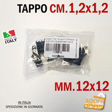 Carica l'immagine nel visualizzatore di Gallery, TAPPI TAPPO QUADRATO 12x12 NERO PUNTALE PLASTICA SOTTOPIEDE ALETTATO
