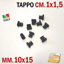 Load image into Gallery viewer, TAPPI TAPPO RETTANGOLARE 10x15 NERO PUNTALE PLASTICA 15x10 SOTTOPIEDE ALETTATO