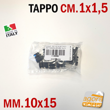 Load image into Gallery viewer, TAPPI TAPPO RETTANGOLARE 10x15 NERO PUNTALE PLASTICA cm 1x1,5 SOTTOPIEDE ALETTATO alta qualità