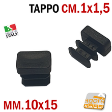 Load image into Gallery viewer, TAPPI TAPPO RETTANGOLARE 10x15 NERO PUNTALE PLASTICA cm 1x1,5 SOTTOPIEDE ALETTATO