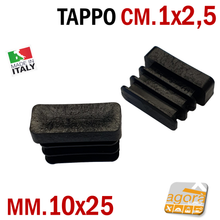 Carica l'immagine nel visualizzatore di Gallery, TAPPI TAPPO RETTANGOLARE 10x25 NERO PUNTALE PLASTICA cm 10x2,5 SOTTOPIEDE ALETTATO