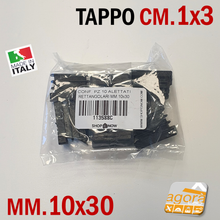 Carica l'immagine nel visualizzatore di Gallery, TAPPI TAPPO RETTANGOLARE 10x30 NERO PUNTALE PLASTICA cm 1x3 SOTTOPIEDE ALETTATO confezione