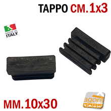 Carica l'immagine nel visualizzatore di Gallery, TAPPI TAPPO RETTANGOLARE 10x30 NERO PUNTALE PLASTICA cm 1x3 SOTTOPIEDE ALETTATO 30x10