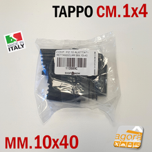 Carica l'immagine nel visualizzatore di Gallery, TAPPI TAPPO RETTANGOLARE 10x40 NERO PUNTALE PLASTICA cm 1x4 SOTTOPIEDE ALETTATO 40x10