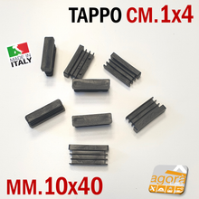 Carica l'immagine nel visualizzatore di Gallery, TAPPI TAPPO RETTANGOLARE 10x40 NERO PUNTALE PLASTICA cm 1x4 SOTTOPIEDE ALETTATO alta qualità