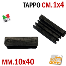 Carica l'immagine nel visualizzatore di Gallery, TAPPI TAPPO RETTANGOLARE 10x40 NERO PUNTALE PLASTICA cm 1x4 SOTTOPIEDE ALETTATO
