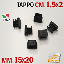 Carica l'immagine nel visualizzatore di Gallery, TAPPI TAPPO RETTANGOLARE 15x20 NERO PUNTALE PLASTICA SOTTOPIEDE ALETTATO