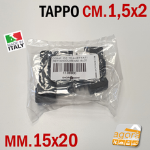 Carica l'immagine nel visualizzatore di Gallery, 10pz TAPPI TAPPO RETTANGOLARE 15x20 NERO PUNTALE PLASTICA cm 1,5x2 SOTTOPIEDE ALETTATO
