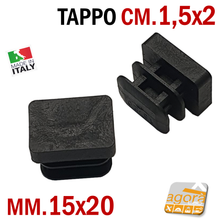Carica l'immagine nel visualizzatore di Gallery, TAPPI TAPPO RETTANGOLARE 15x20 NERO PUNTALE PLASTICA cm 1,5x2 SOTTOPIEDE ALETTATO