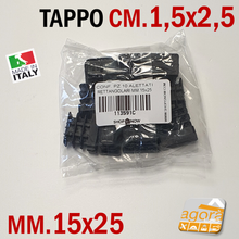 Carica l'immagine nel visualizzatore di Gallery, TAPPI TAPPO RETTANGOLARE 15x25 NERO PUNTALE PLASTICA SOTTOPIEDE ALETTATO 25x15