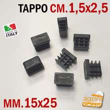 Carica l'immagine nel visualizzatore di Gallery, TAPPI TAPPO RETTANGOLARE 15x25 NERO PUNTALE PLASTICA SOTTOPIEDE ALETTATO sottpsedia
