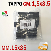 Carica l'immagine nel visualizzatore di Gallery, TAPPI TAPPO RETTANGOLARE 15x35 NERO PUNTALE PLASTICA SOTTOPIEDE ALETTATO