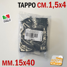 Carica l'immagine nel visualizzatore di Gallery, TAPPI TAPPO RETTANGOLARE 15x40 NERO PUNTALE PLASTICA SOTTOPIEDE ALETTATO