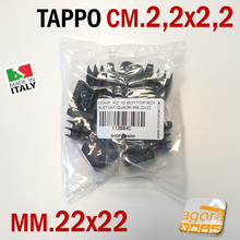 Carica l'immagine nel visualizzatore di Gallery, TAPPI TAPPO QUADRATO 22x22 NERO PUNTALE PLASTICA cm 2,2x2,2 SOTTOPIEDE ALETTATO 10pz