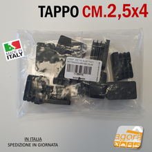 Carica l'immagine nel visualizzatore di Gallery, TAPPI TAPPO RETTANGOLARE 25x40 NERO PUNTALE PLASTICA cm 2,5x4 SOTTOPIEDE ALETTATO
