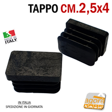 Carica l'immagine nel visualizzatore di Gallery, TAPPI TAPPO RETTANGOLARE 25x40 NERO PUNTALE PLASTICA SOTTOPIEDE ALETTATO