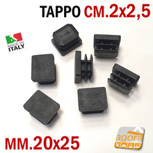 Carica l'immagine nel visualizzatore di Gallery, TAPPI TAPPO RETTANGOLARE 20x25 NERO PUNTALE PLASTICA cm 2x2,5 SOTTOPIEDE ALETTATO 25x20