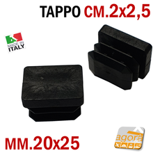 Carica l'immagine nel visualizzatore di Gallery, TAPPI TAPPO RETTANGOLARE 20x25 NERO PUNTALE PLASTICA cm 2x2,5 SOTTOPIEDE ALETTATO