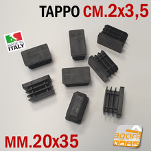 Carica l'immagine nel visualizzatore di Gallery, TAPPI TAPPO RETTANGOLARE 20x35 NERO PUNTALE PLASTICA SOTTOPIEDE ALETTATO