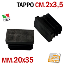 Carica l'immagine nel visualizzatore di Gallery, TAPPI TAPPO RETTANGOLARE 20x35 NERO PUNTALE PLASTICA cm 2x3,5 SOTTOPIEDE ALETTATO