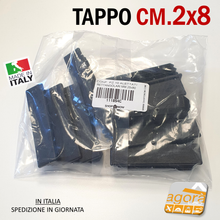 Carica l'immagine nel visualizzatore di Gallery, 10 pz TAPPI TAPPO RETTANGOLARE 20x80 NERO PUNTALE PLASTICA cm 2x8 SOTTOPIEDE ALETTATO