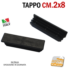 Carica l'immagine nel visualizzatore di Gallery, TAPPI TAPPO RETTANGOLARE 20x80 NERO PUNTALE PLASTICA cm 2x8 SOTTOPIEDE ALETTATO