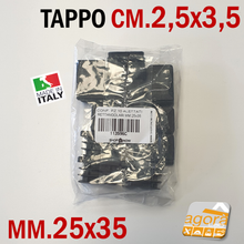 Carica l'immagine nel visualizzatore di Gallery, TAPPI TAPPO RETTANGOLARE 25x35 NERO PUNTALE PLASTICA SOTTOPIEDE ALETTATO 10pz