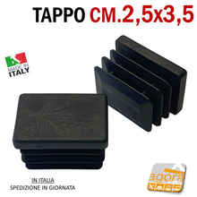 Carica l'immagine nel visualizzatore di Gallery, TAPPI TAPPO RETTANGOLARE 25x35 NERO PUNTALE PLASTICA cm 2,5x3,5 SOTTOPIEDE ALETTATO nuovi