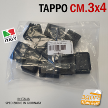 Carica l'immagine nel visualizzatore di Gallery, 10pz TAPPI TAPPO RETTANGOLARE 30x40 NERO PUNTALE PLASTICA cm 3x4 SOTTOPIEDE ALETTATO