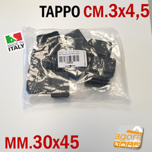 Carica l'immagine nel visualizzatore di Gallery, TAPPI TAPPO RETTANGOLARE 30x45 NERO PUNTALE PLASTICA 45x30 SOTTOPIEDE ALETTATO