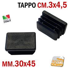 Carica l'immagine nel visualizzatore di Gallery, TAPPI TAPPO RETTANGOLARE 30x45 NERO PUNTALE PLASTICA cm 3x4,5 SOTTOPIEDE ALETTATO 45x30