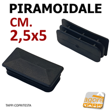 Carica l'immagine nel visualizzatore di Gallery, TAPPI TAPPO QUADRATO RETTANGOLARE COPRITESTA PIRAMOIDALE NERO IN PLASTICA mm50x25 mm 25x50