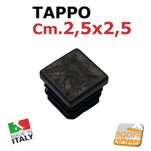Carica l'immagine nel visualizzatore di Gallery, 100pz TAPPI QUADRATI 25x25 COPRITESTA NERO PUNTALE PLASTICA cm 2,5x2,5 ALETTATO