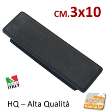 Carica l'immagine nel visualizzatore di Gallery, 10Pz TAPPI TAPPO RETTANGOLARE 30x100mm NERO PUNTALE PLASTICA H 5mm cm 10x3