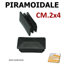 Carica l'immagine nel visualizzatore di Gallery, TAPPI TAPPO QUADRATO RETTANGOLARE COPRITESTA PIRAMOIDALE NERO IN PLASTICA cm 2x4 mm 40x20 mm20x40