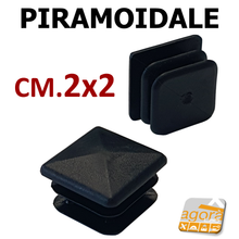 Carica l'immagine nel visualizzatore di Gallery, TAPPI TAPPO QUADRATO RETTANGOLARE COPRITESTA PIRAMOIDALE NERO IN PLASTICA cm 2x2 mm20x20