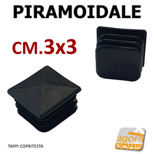 Carica l'immagine nel visualizzatore di Gallery, TAPPI TAPPO QUADRATO RETTANGOLARE COPRITESTA PIRAMOIDALE NERO IN PLASTICA mm30x30 cm 3x3