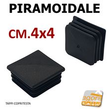 Carica l'immagine nel visualizzatore di Gallery, TAPPI TAPPO QUADRATO RETTANGOLARE COPRITESTA PIRAMOIDALE NERO IN PLASTICA cm 4x4 mm 40 x 40