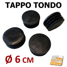 Carica l'immagine nel visualizzatore di Gallery, 4pz TAPPI TAPPO ROTONDO Diametro 60mm (6 CM) PUNTALE NERO ARREDO GIARDINO X TAVOLI